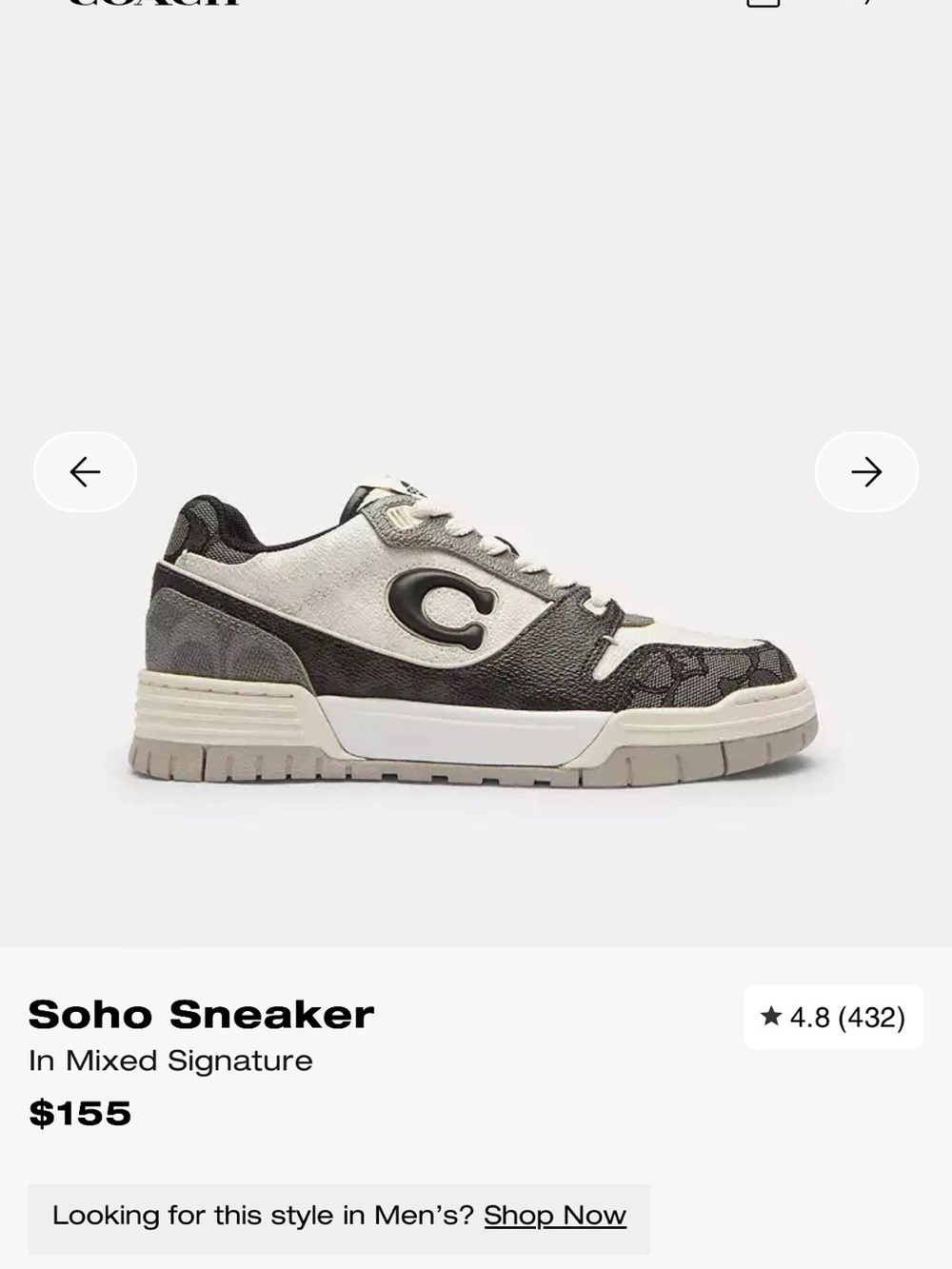 Coach Soho Sneaker in Black and Chalk